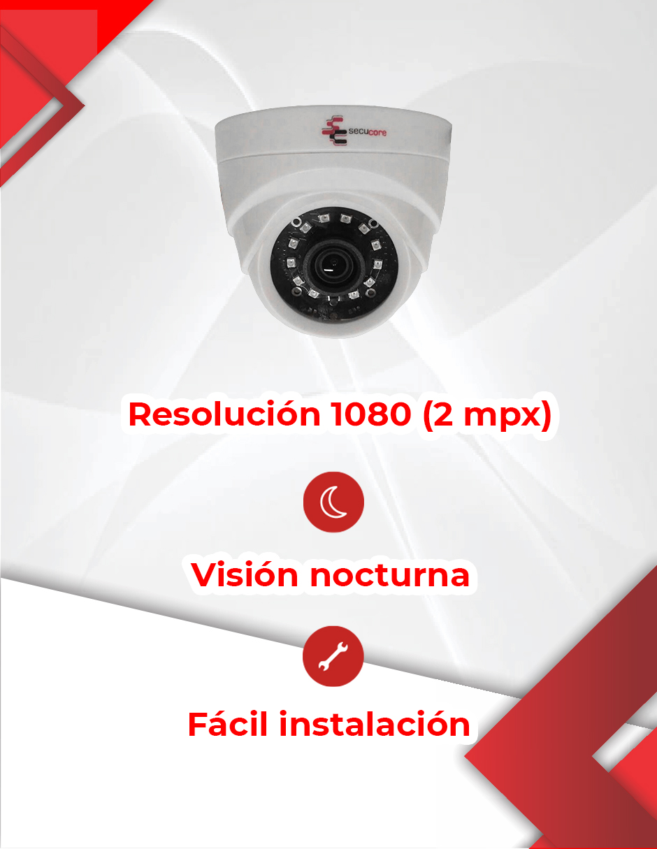 Foto 3 pulgar | Cámara Cctv de Seguridad Secucore Domo Vigilancia Video 4 en 1 Hd 1080p