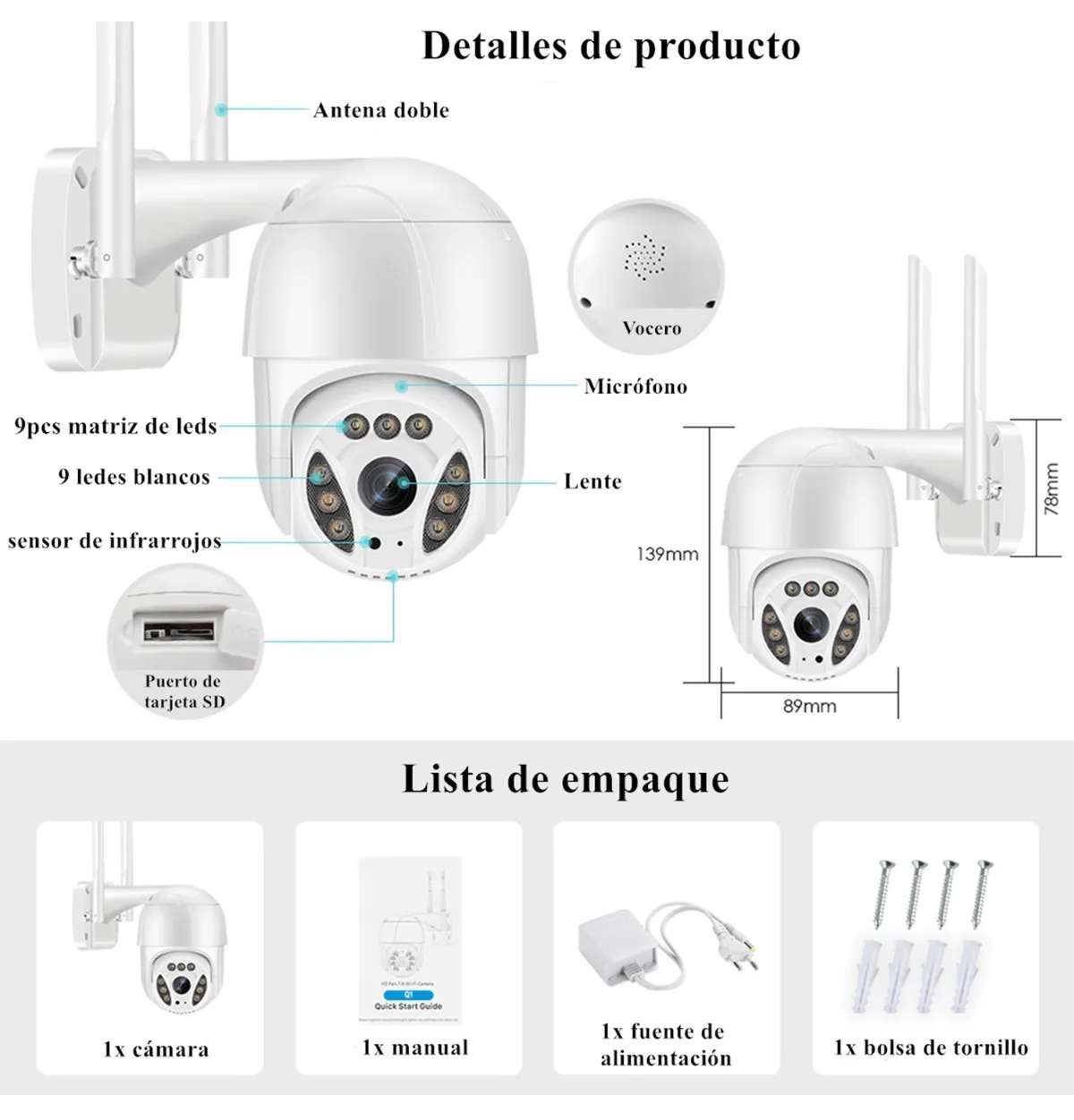 Foto 4 pulgar | Cámara de Seguridad Exterior Wifi Eo Safe Imports Esi-069 color Blanco