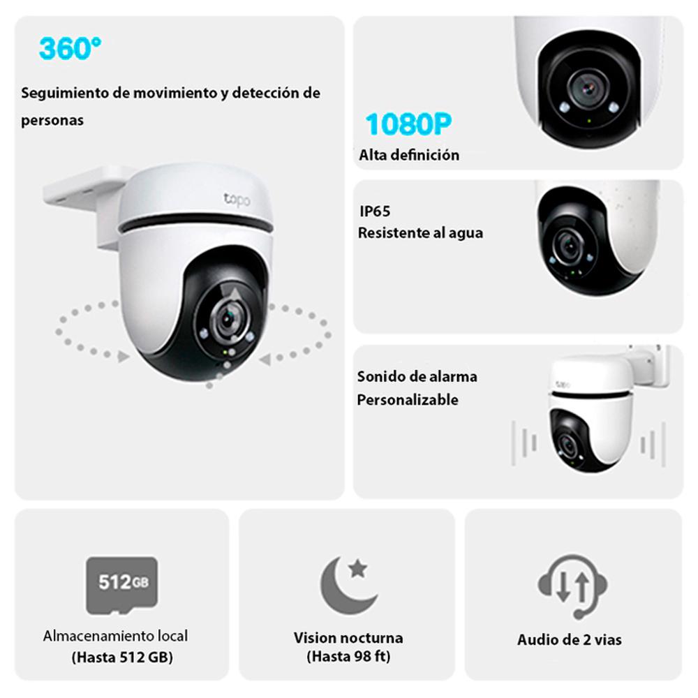 Foto 2 | Kit Cámara Vigilancia Wifi Tp-link Tapo C500 y Micro Sd 64gb color Blanco