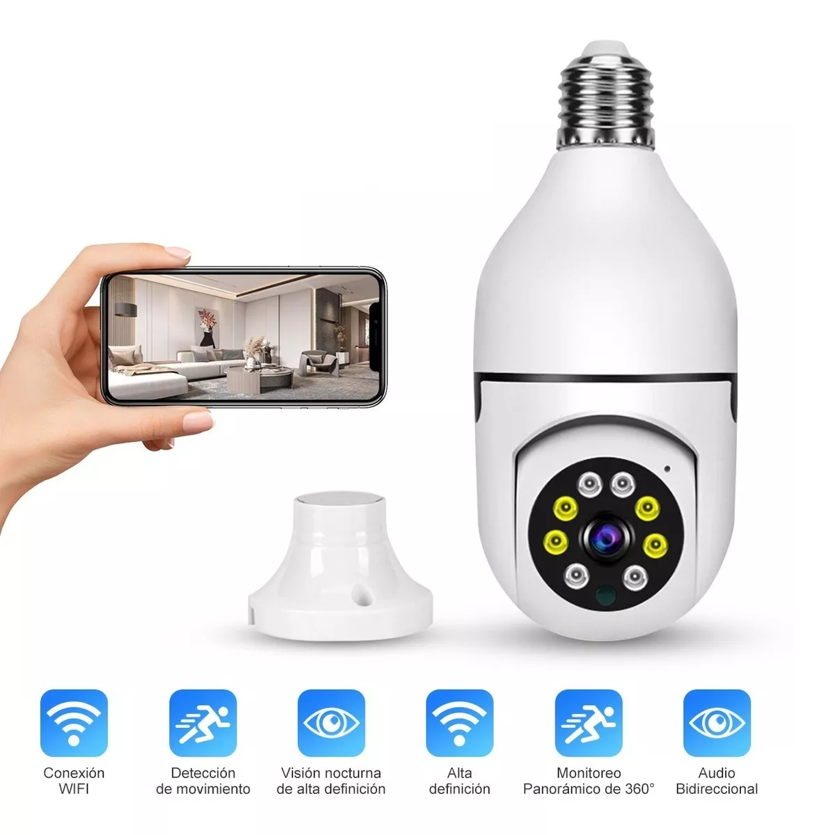 Foto 2 | Set Cámara de Seguridad Hd De 360° Wifi con Alarma 2 pzas Eo Safe Imports Esi-6868 color Blanco