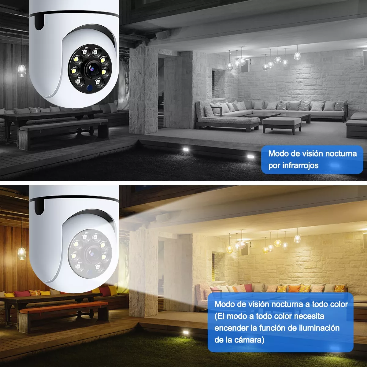 Foto 4 | Set Cámara de Seguridad Hd De 360° Wifi con Alarma 2 pzas Eo Safe Imports Esi-6868 color Blanco