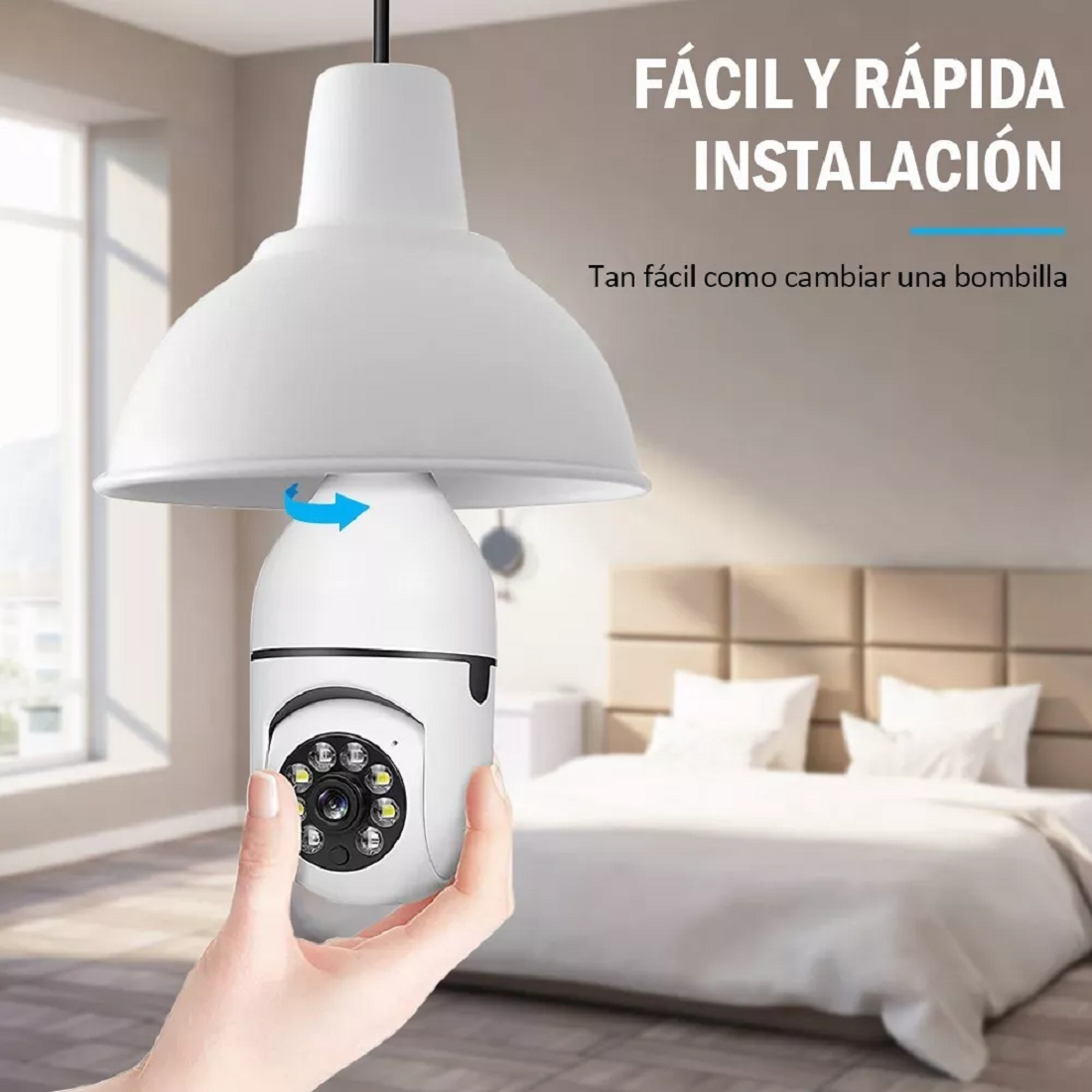 Foto 6 | Cámara de Seguridad Foco Hd 1080p Wifi Exterior/Interior360º Eo Safe Imports Esi-6884 color Blanco