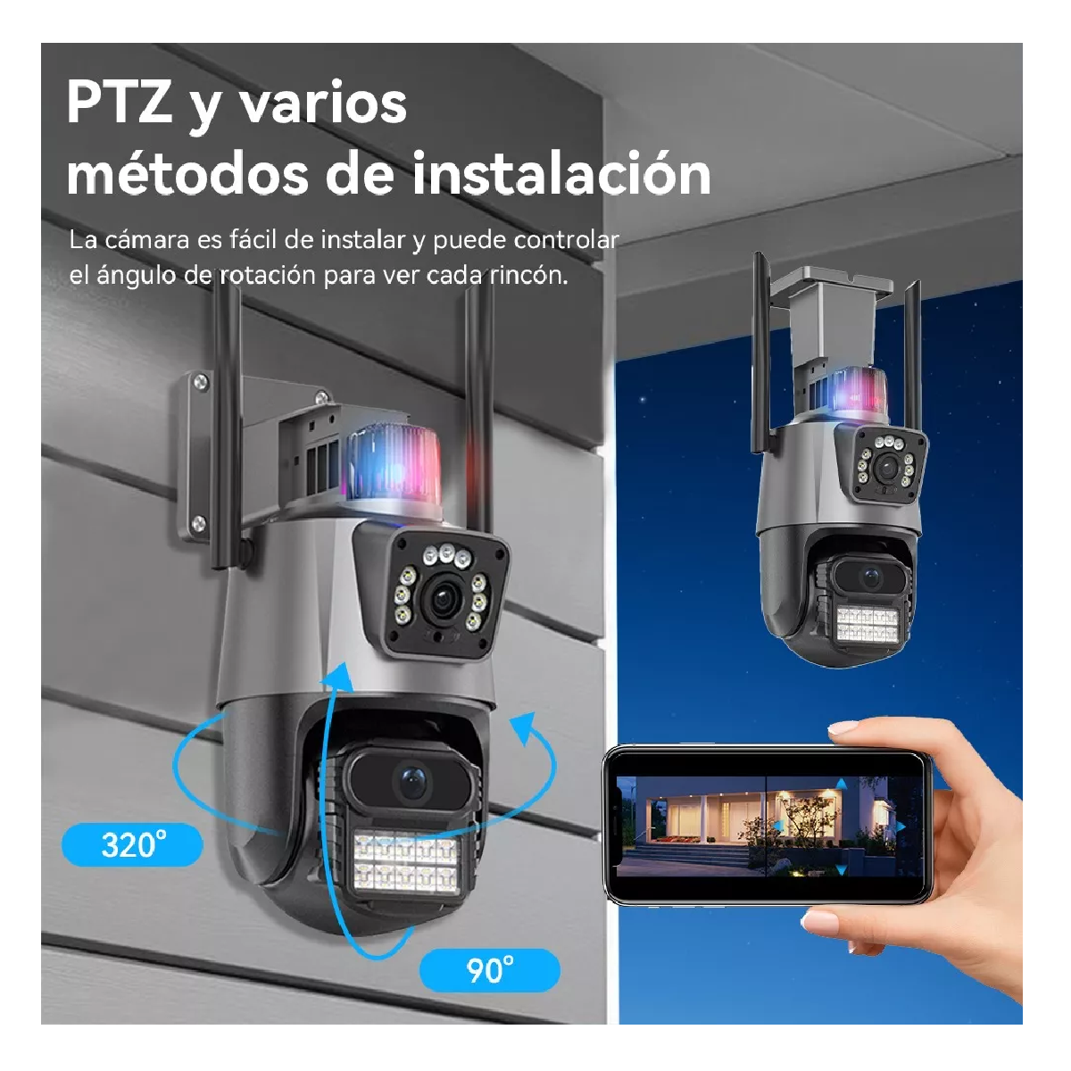 Foto 4 pulgar | Cámara de Seguridad Belug Doble Lente 8mp con Tarjeta SD 128 GB Gris