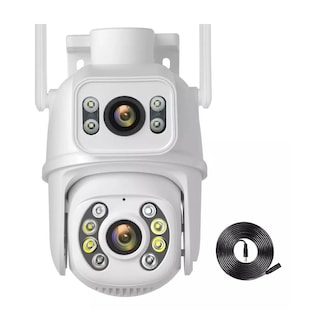 Foto 1 | Cámara De Seguridad Exterior De Doble Lente 8mp Con Alexa Negro Con Blanco