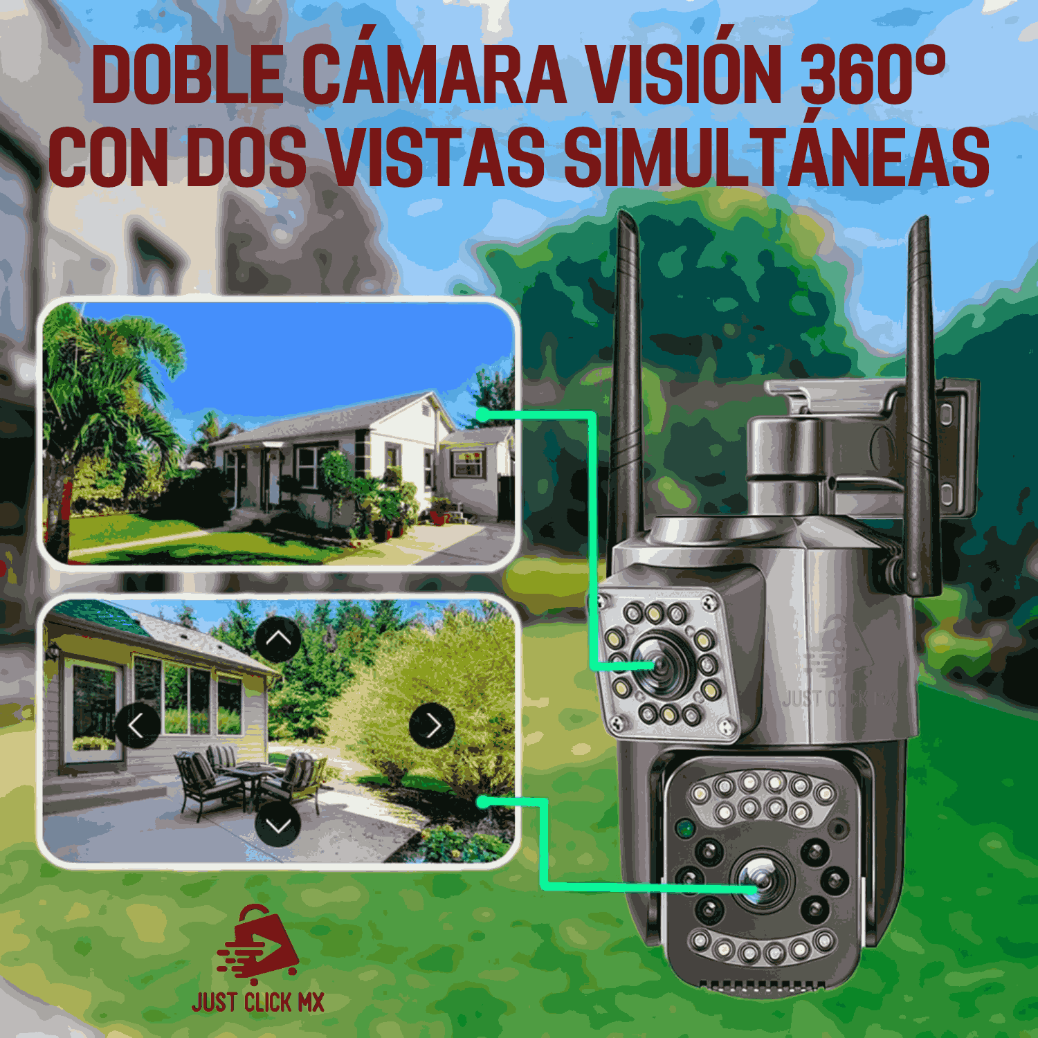 Foto 3 pulgar | Cámara De Seguridad Dual 360 Visión Nocturna