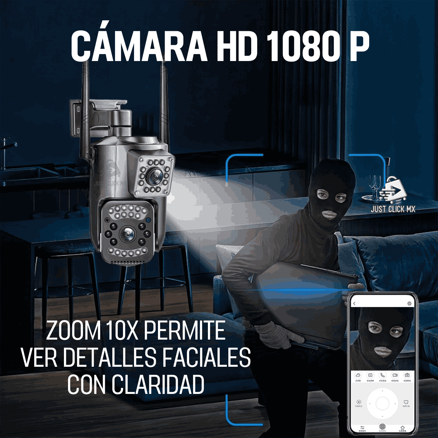 Foto 4 pulgar | Cámara De Seguridad Dual 360 Visión Nocturna