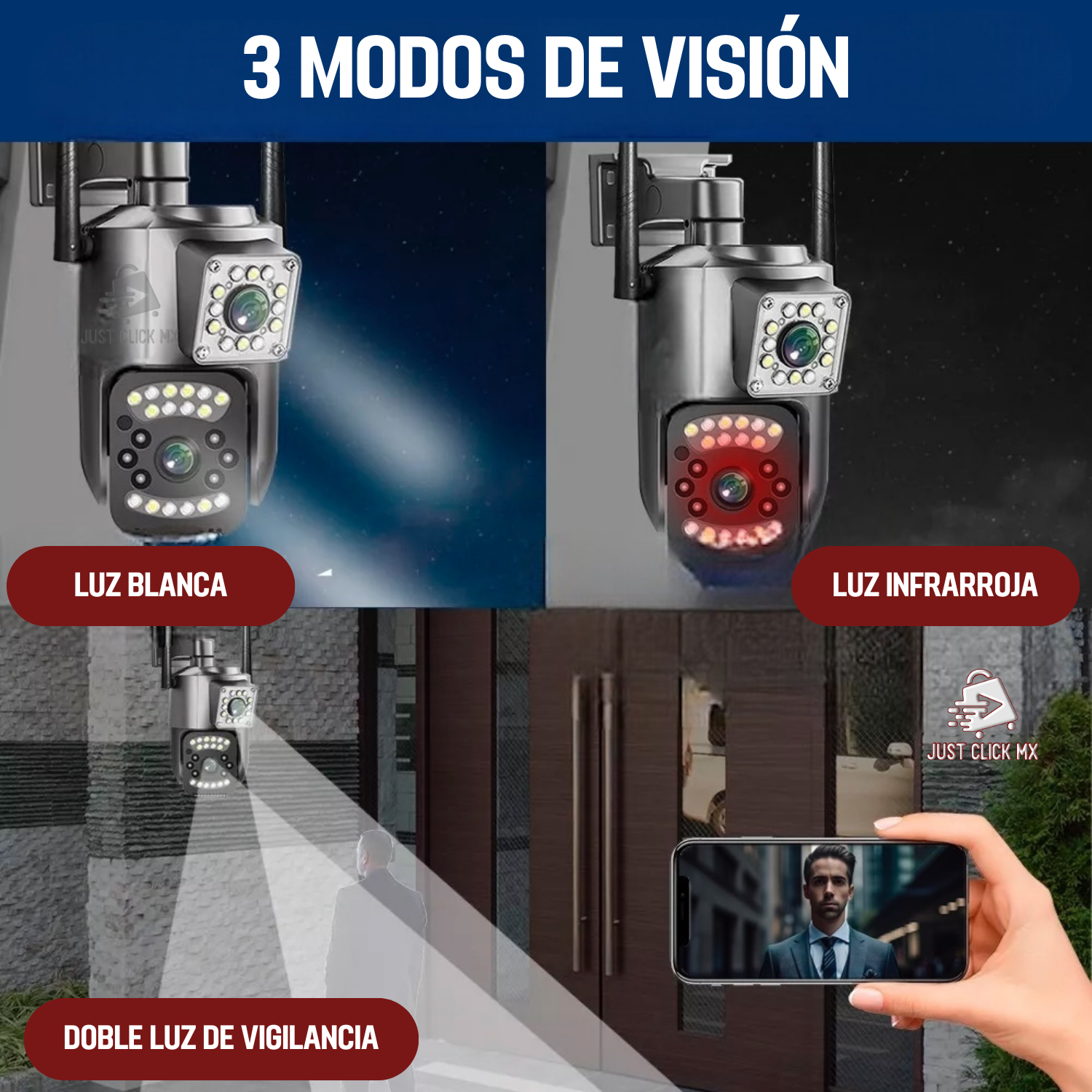 Foto 4 | Cámara De Seguridad Dual 360 Visión Nocturna