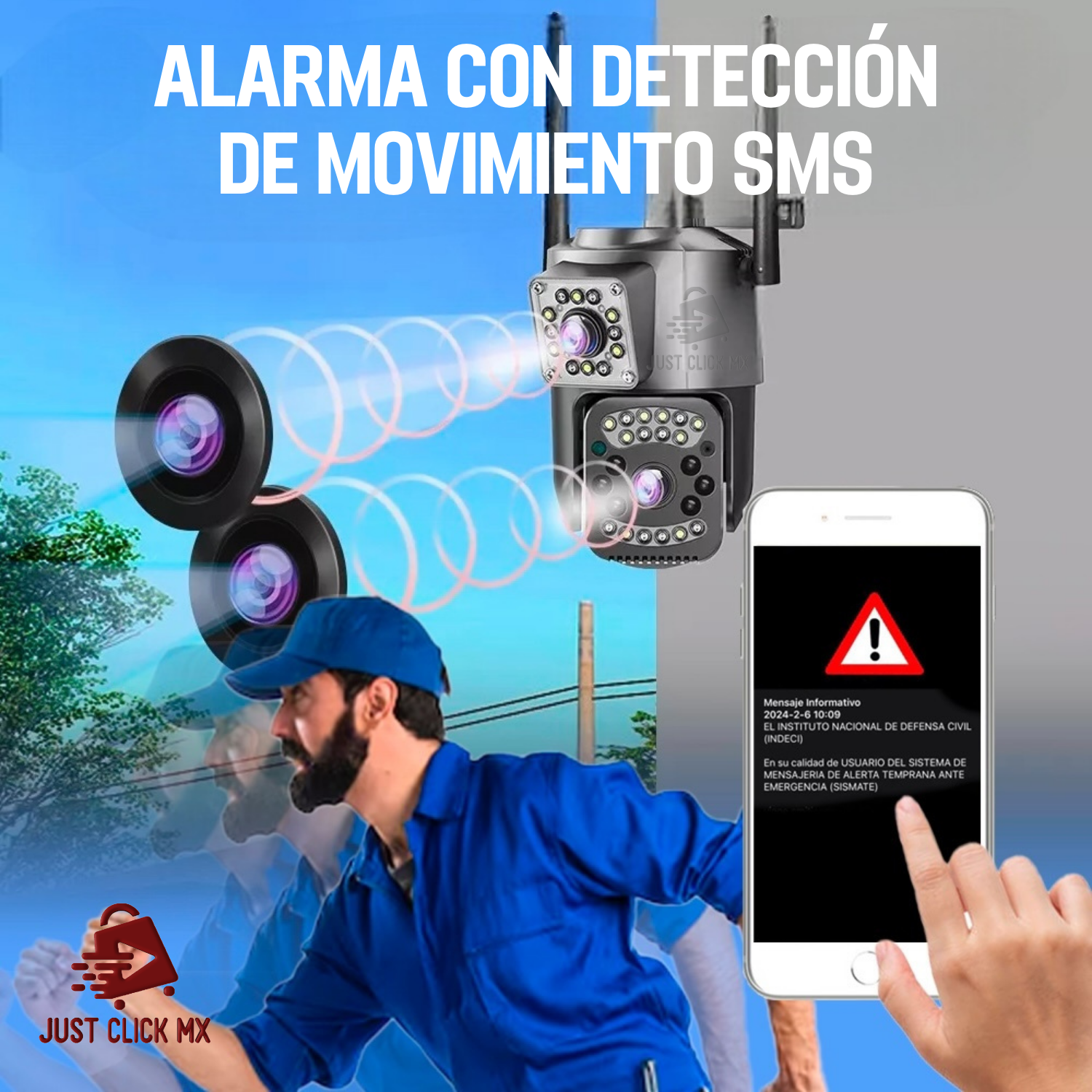 Foto 6 pulgar | Cámara De Seguridad Dual 360 Visión Nocturna