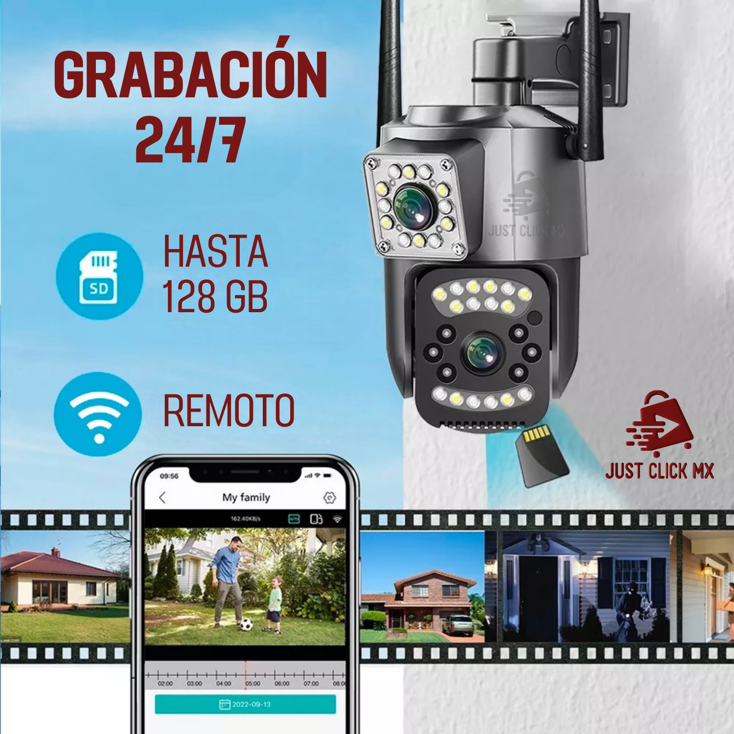 Foto 7 pulgar | Cámara De Seguridad Dual 360 Visión Nocturna