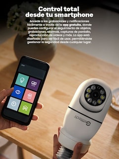 Foto 5 | Camara De Seguridad Getttech Gec-wbub2 Tipo Bombilla 360° 2mp 15 Fps Wifi Con Microfono Y Altavoz 128gb Vision Nocturna