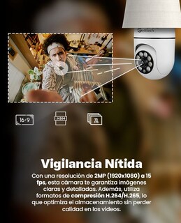 Foto 8 | Camara De Seguridad Getttech Gec-wbub2 Tipo Bombilla 360° 2mp 15 Fps Wifi Con Microfono Y Altavoz 128gb Vision Nocturna