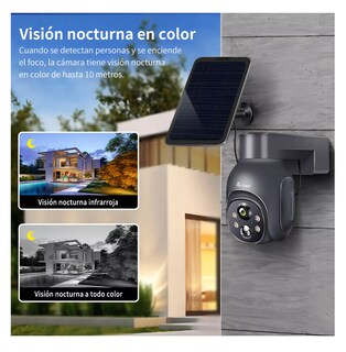 Foto 5 | Cámara De Seguridad Con Resolución 2k Visión Nocturna Incluida Negro