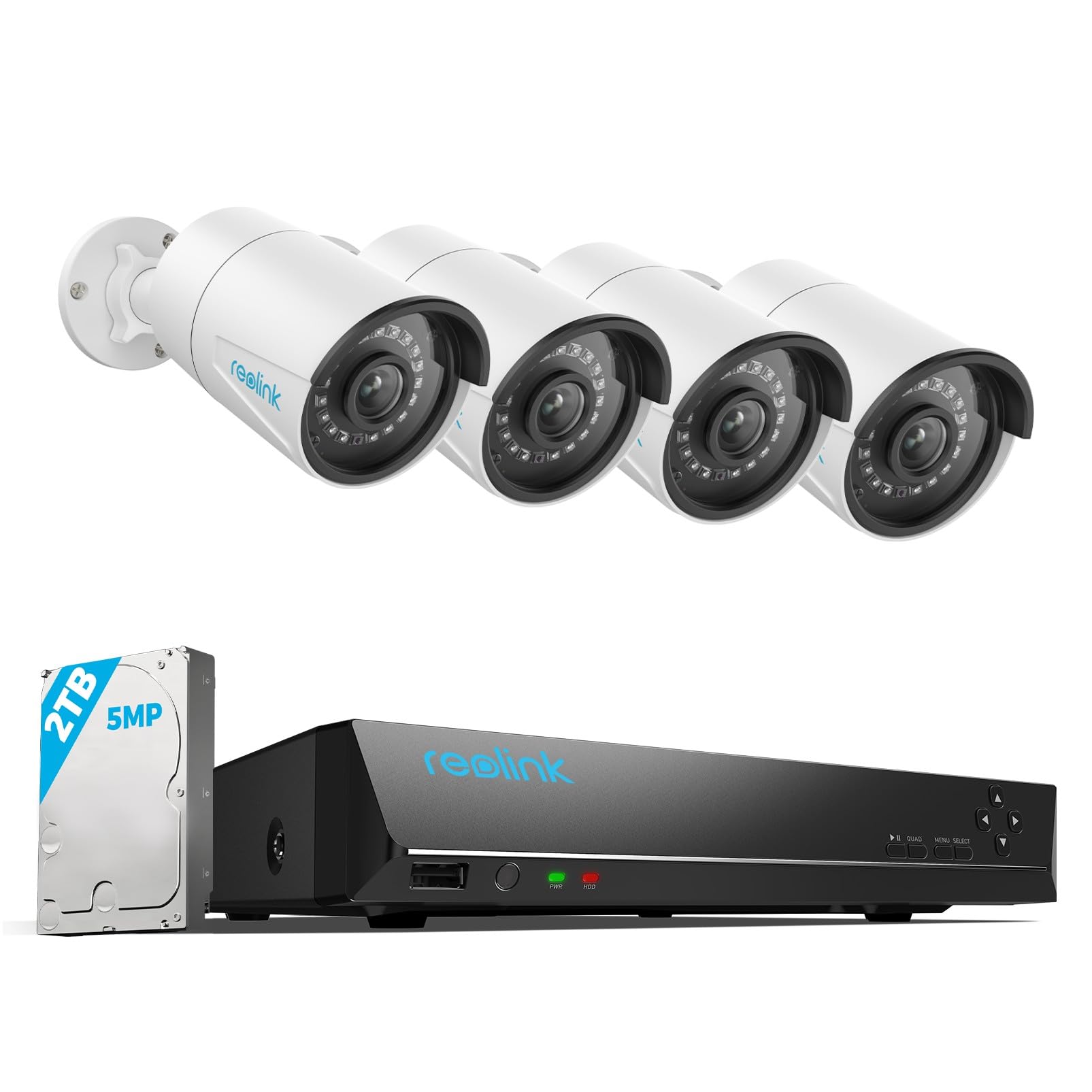Sistema De Cámaras De Seguridad Reolink 8ch 5mp Con 4 Cámaras Poe Con Cable - Venta Internacional.