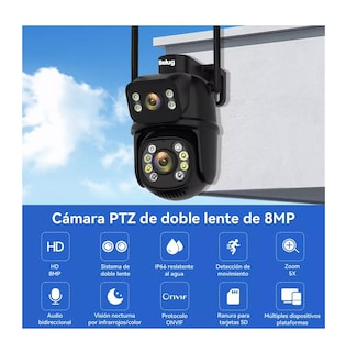 Foto 2 | Cámara De Seguridad Wifi Exteriores Belug Negra 8mp Con Tarjeta Sd 128 Gb