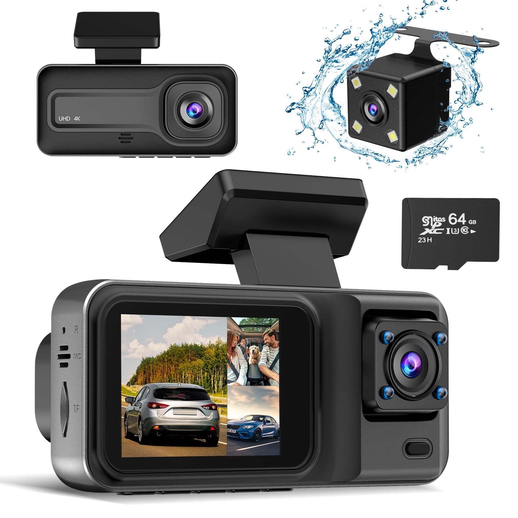 Foto 2 pulgar | Dash Cam Chensive 4k De 3 Canales Y 64 Gb Con Super Night Vision - Venta Internacional.