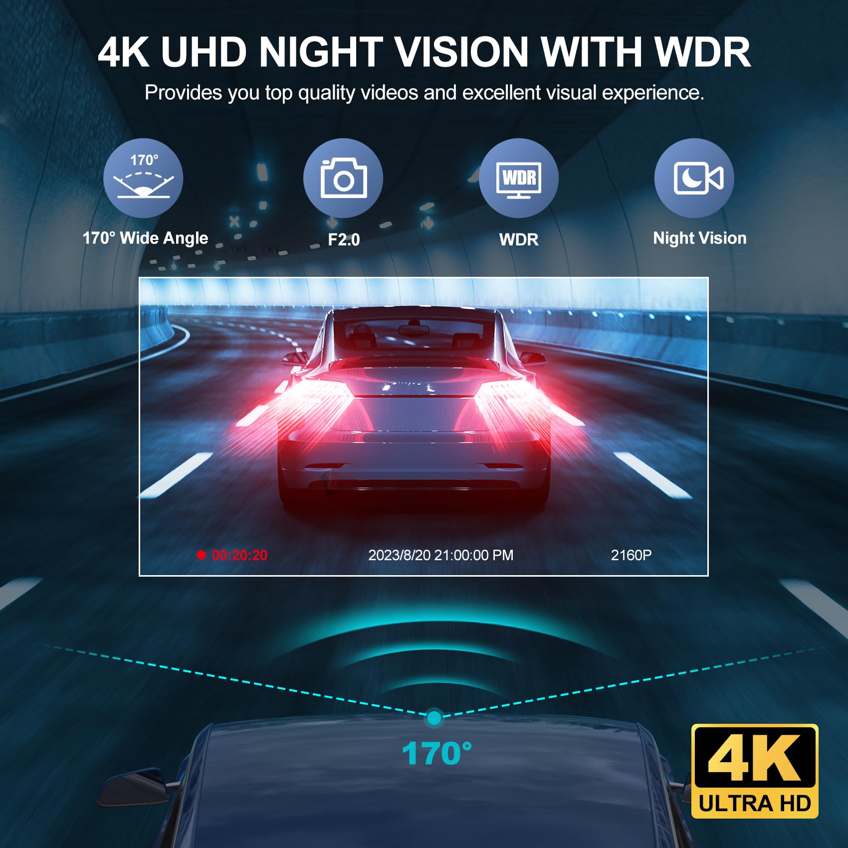 Foto 6 pulgar | Dash Cam Chensive 4k De 3 Canales Y 64 Gb Con Super Night Vision - Venta Internacional.