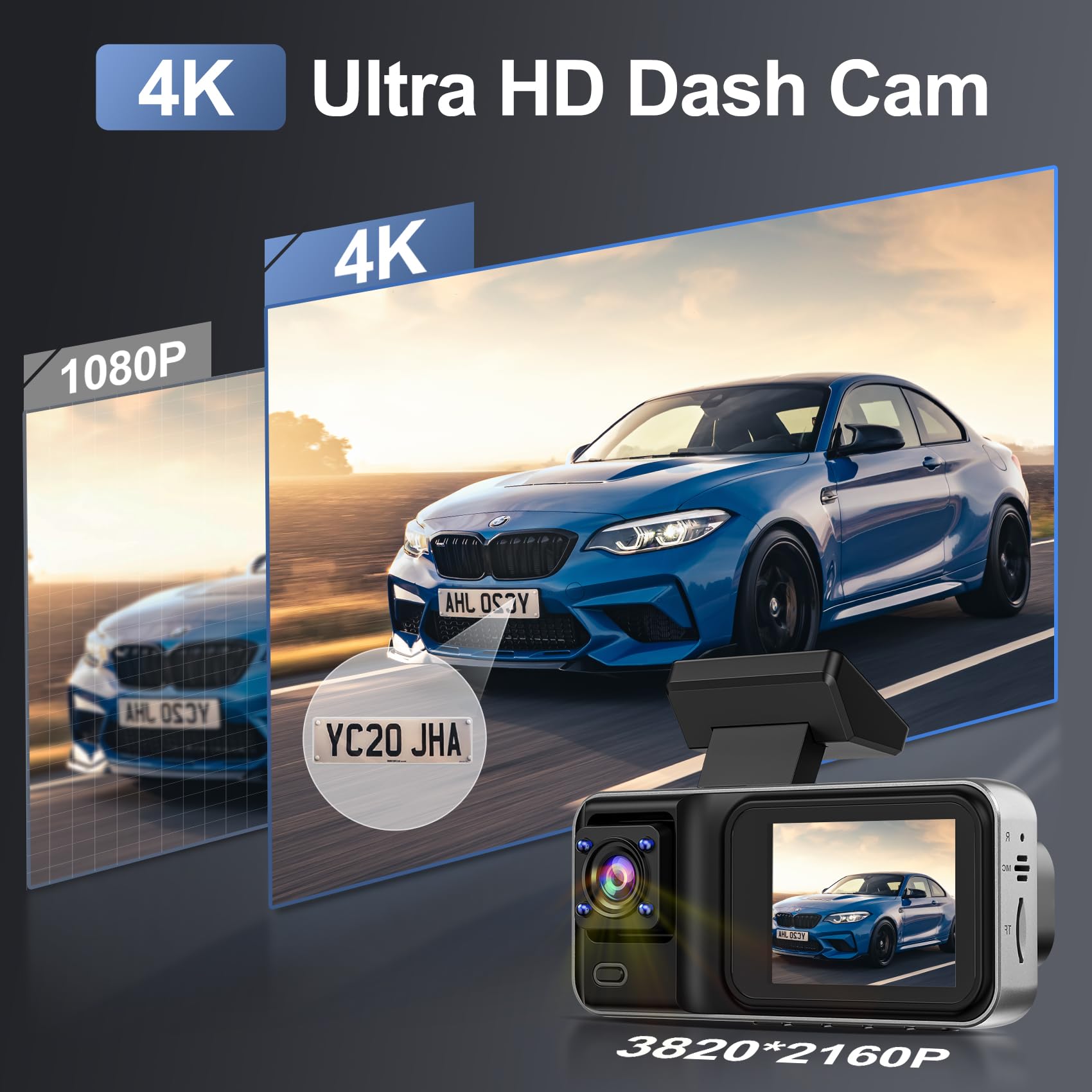 Foto 8 pulgar | Dash Cam Chensive 4k De 3 Canales Y 64 Gb Con Super Night Vision - Venta Internacional.