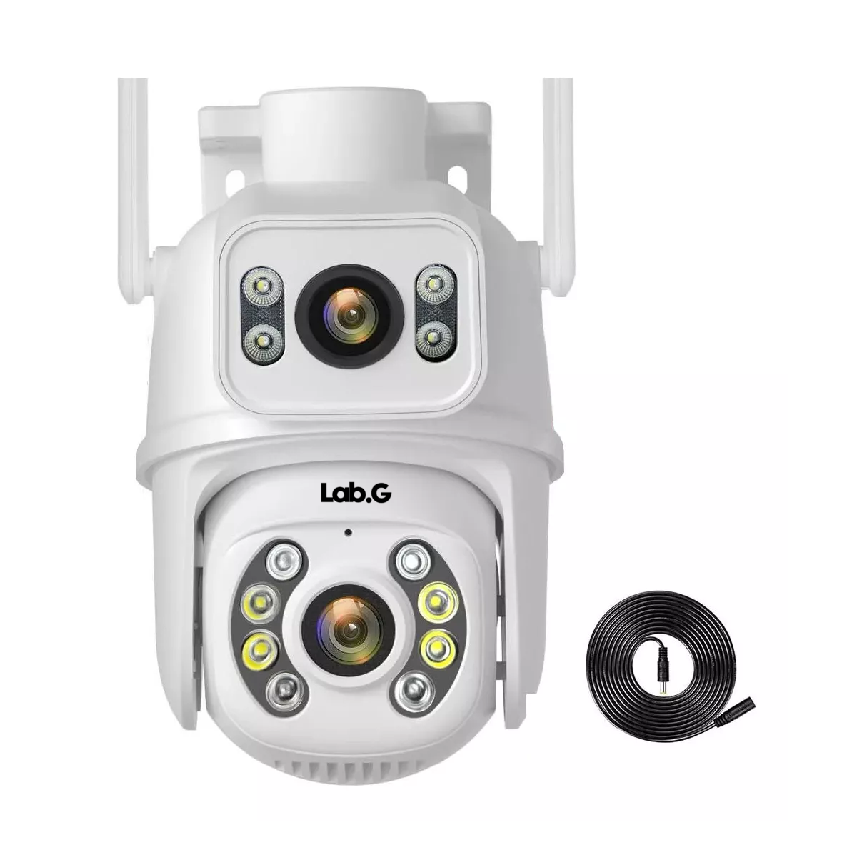 Foto 1 | Cámara De Seguridad Exterior De Doble Lente 8mp Con Alexa Lab.g Negro Con Blanco