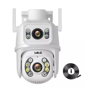 Foto 1 | Cámara De Seguridad Exterior De Doble Lente 8mp Con Alexa Lab.g Negro Con Blanco