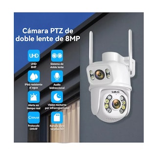 Foto 2 | Cámara De Seguridad Exterior De Doble Lente 8mp Con Alexa Lab.g Negro Con Blanco