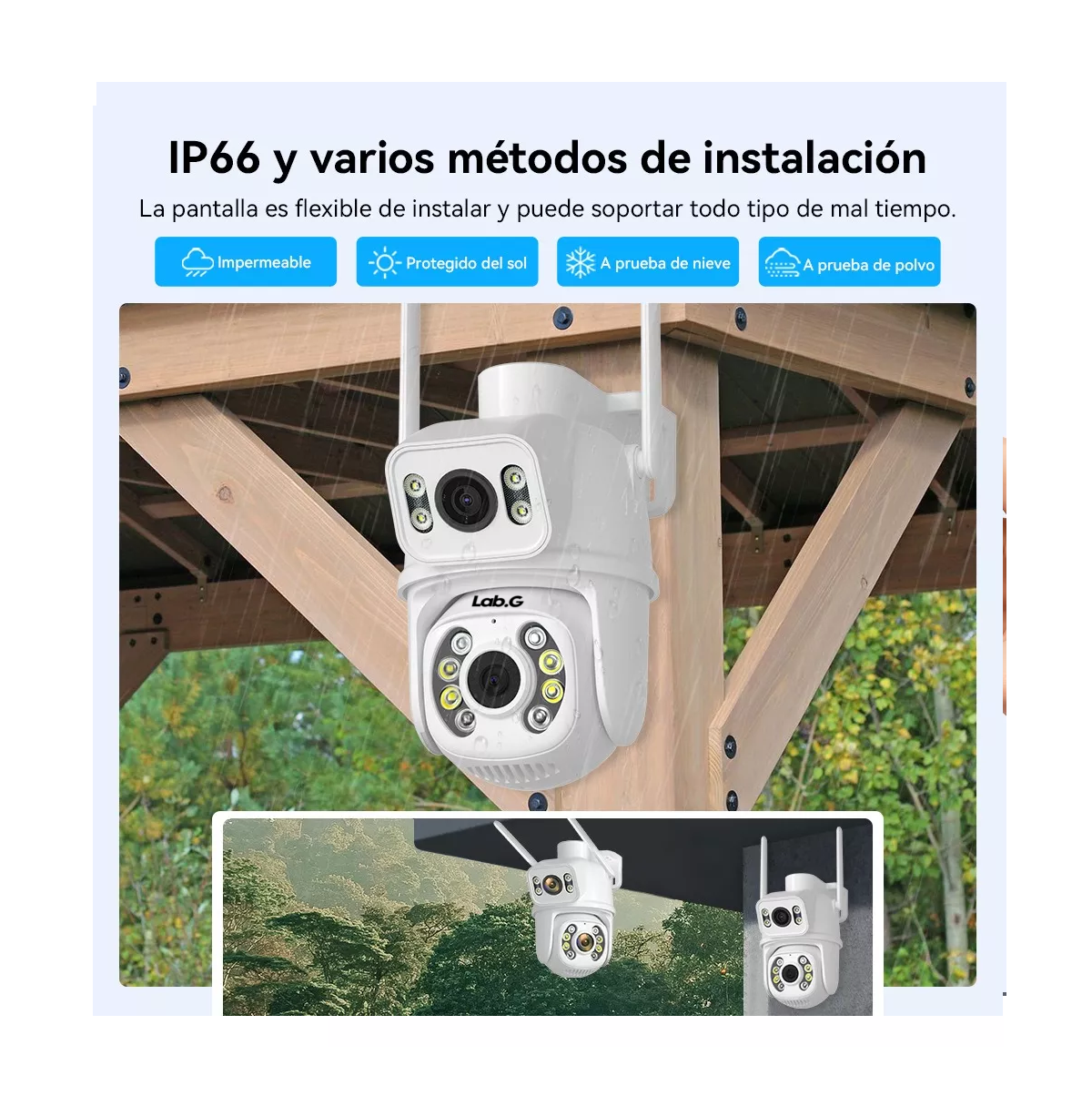 Foto 5 pulgar | Cámara De Seguridad Exterior De Doble Lente 8mp Con Alexa Lab.g Negro Con Blanco