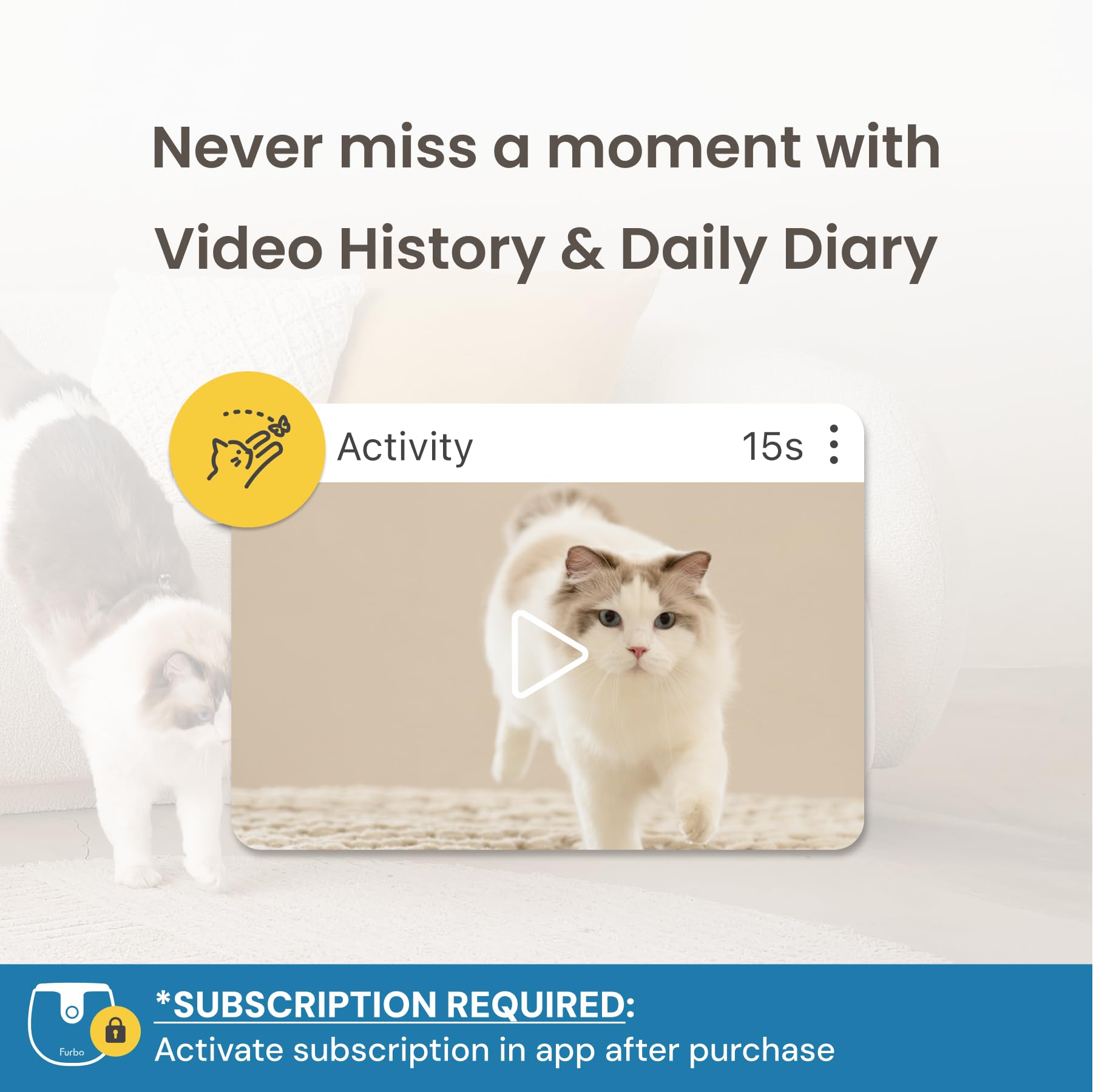 Foto 5 | Cámara Para Mascotas Furbo Mini New + Nanny Bundle Con Home Security - Venta Internacional.