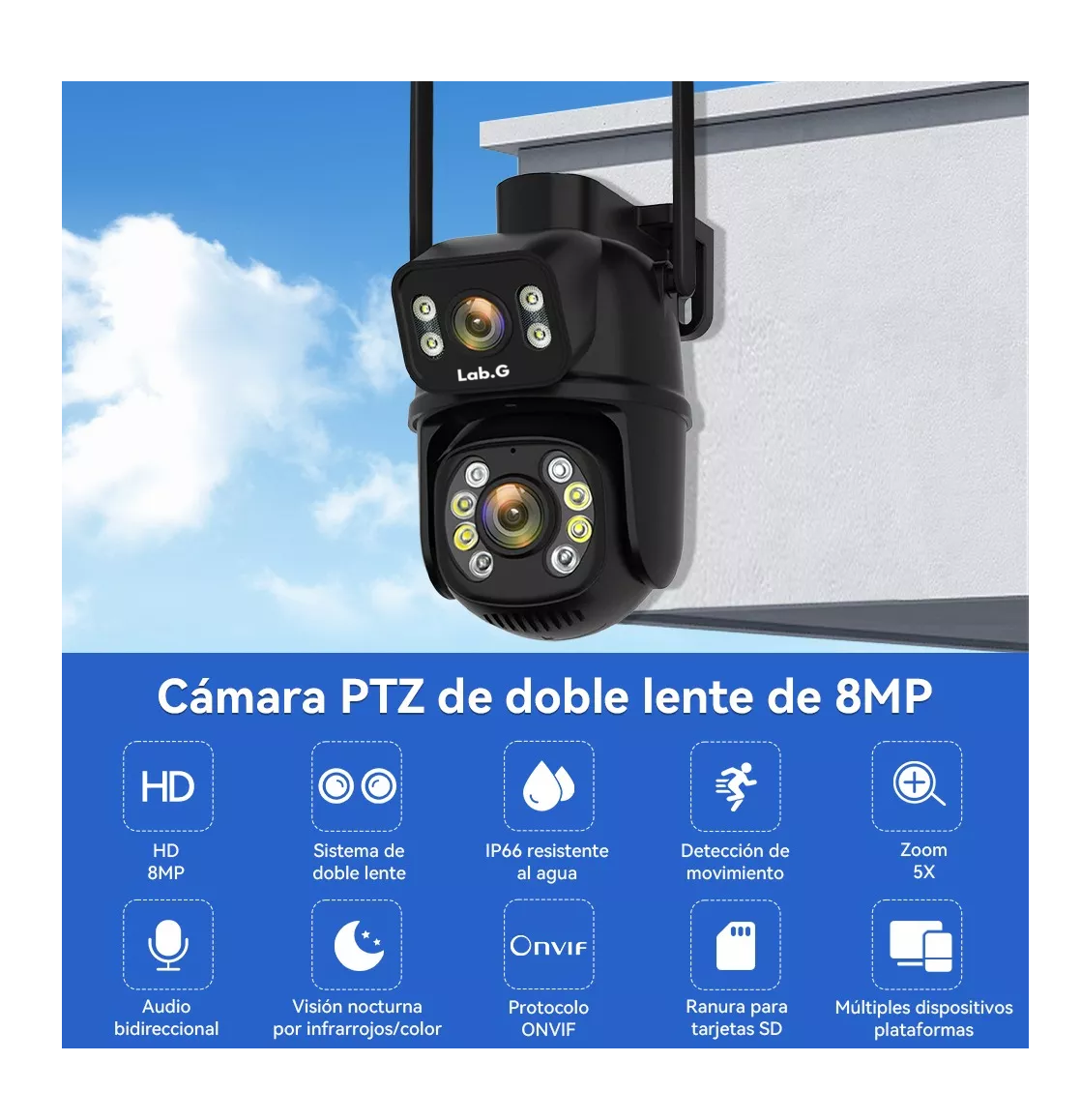 Foto 3 pulgar | Cámara De Seguridad Wifi Exteriores 8mp Con Tarjeta Sd 128gb Negra