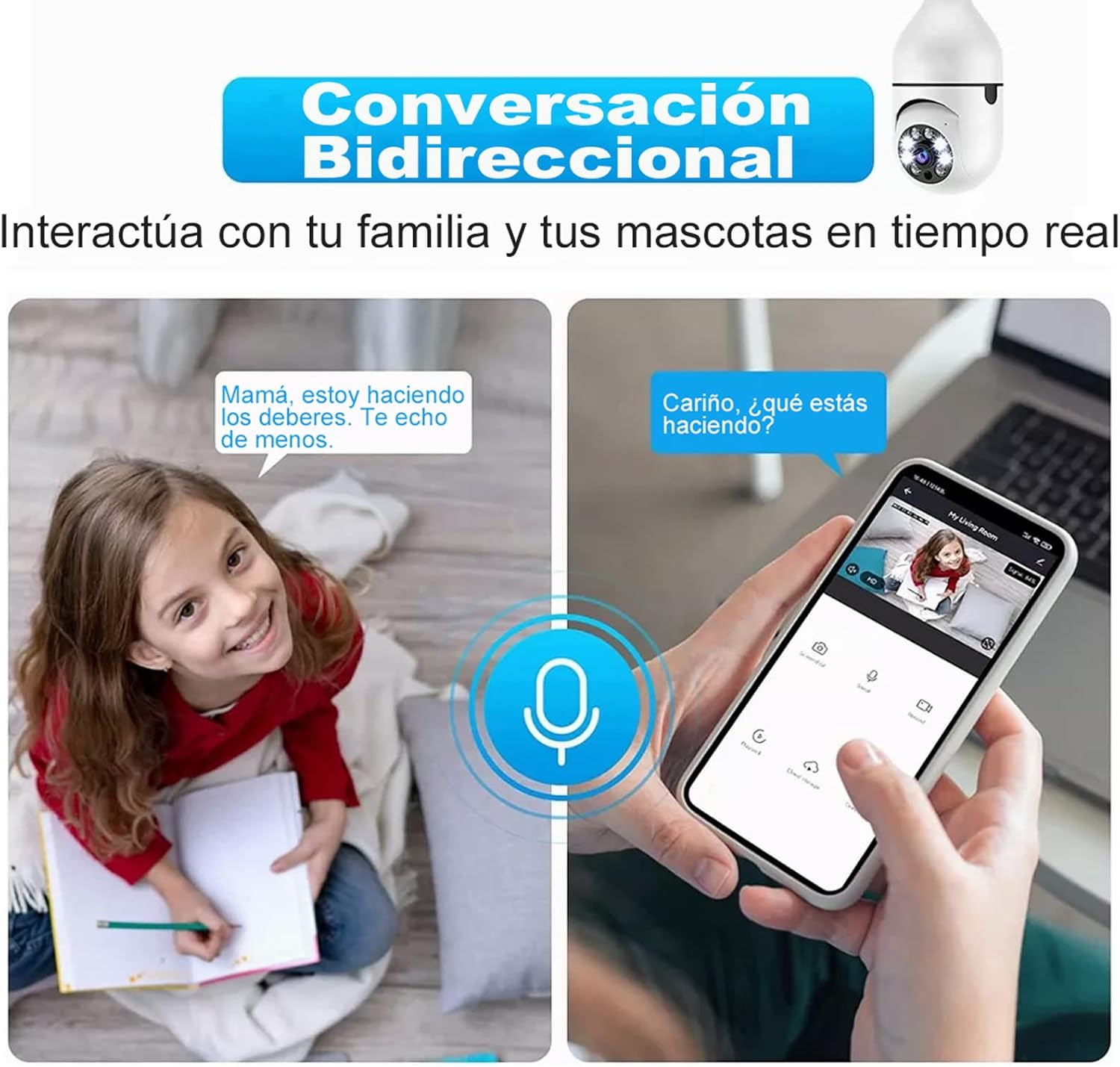 Foto 4 pulgar | Cámara de Seguridad Wifi Vigilancia 1080p con Alarma y Audio Bidireccional