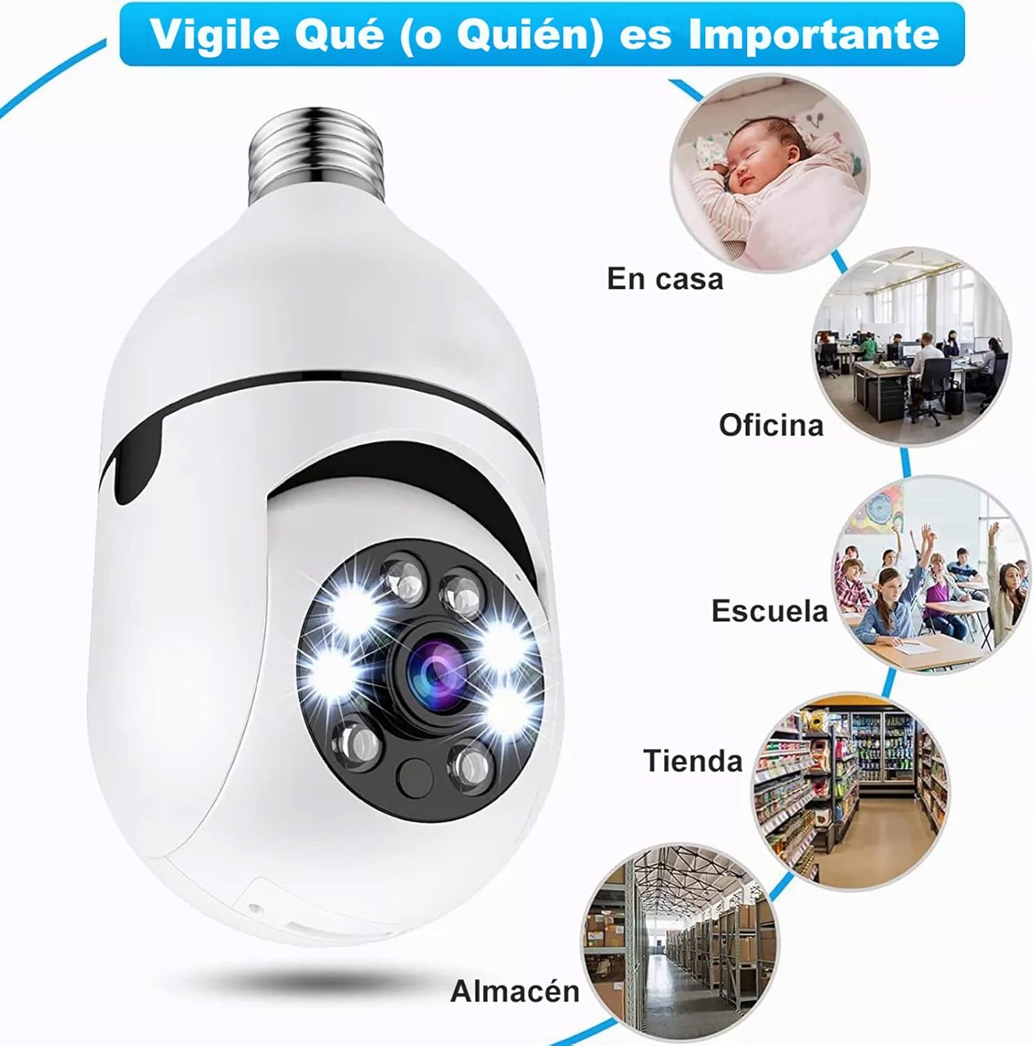 Foto 5 pulgar | Cámara de Seguridad Wifi Vigilancia 1080p con Alarma y Audio Bidireccional