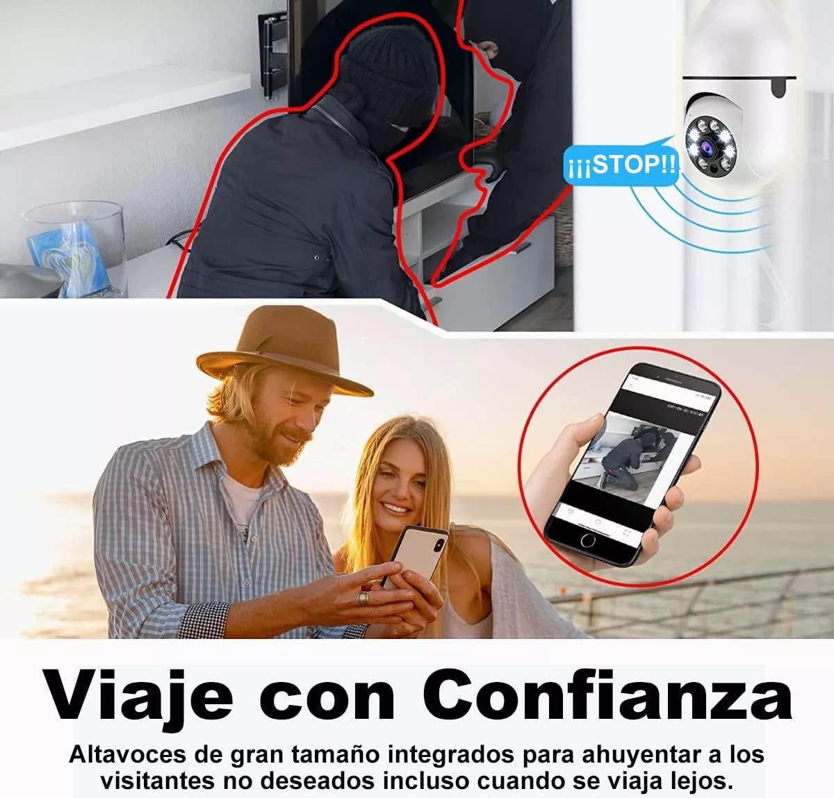Foto 6 pulgar | Cámara de Seguridad Wifi Vigilancia 1080p con Alarma y Audio Bidireccional