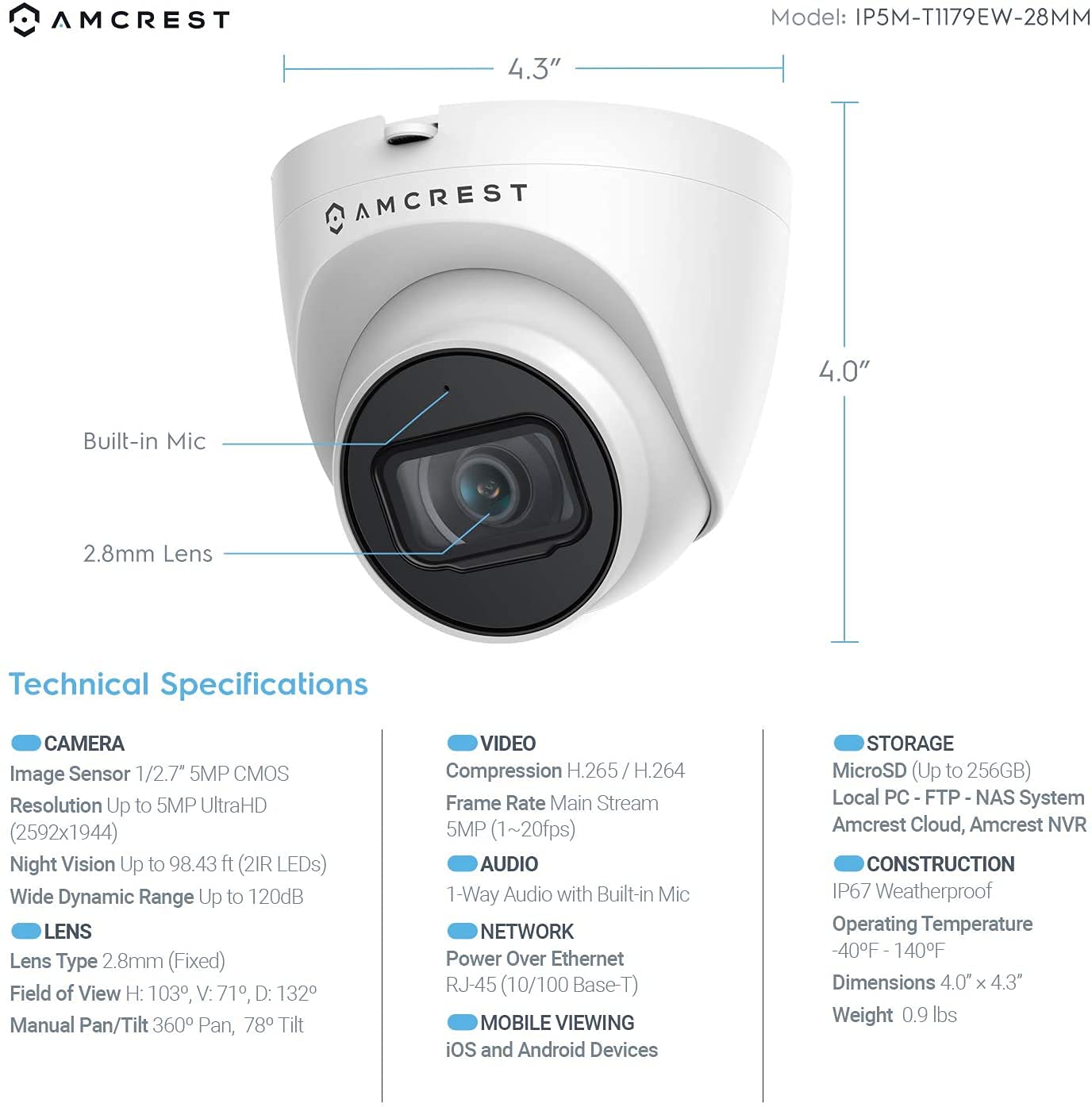 Foto 7 pulgar | Sistema De Cámara De Seguridad Amcrest Nv4108e-ip5m-t1179ew4-2tb - Venta Internacional.