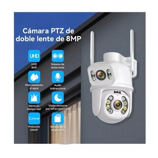 Foto 2 | Cámara De Seguridad Exterior De Doble Lente 8mp Con Alexa, Belug Negro Con Blanco