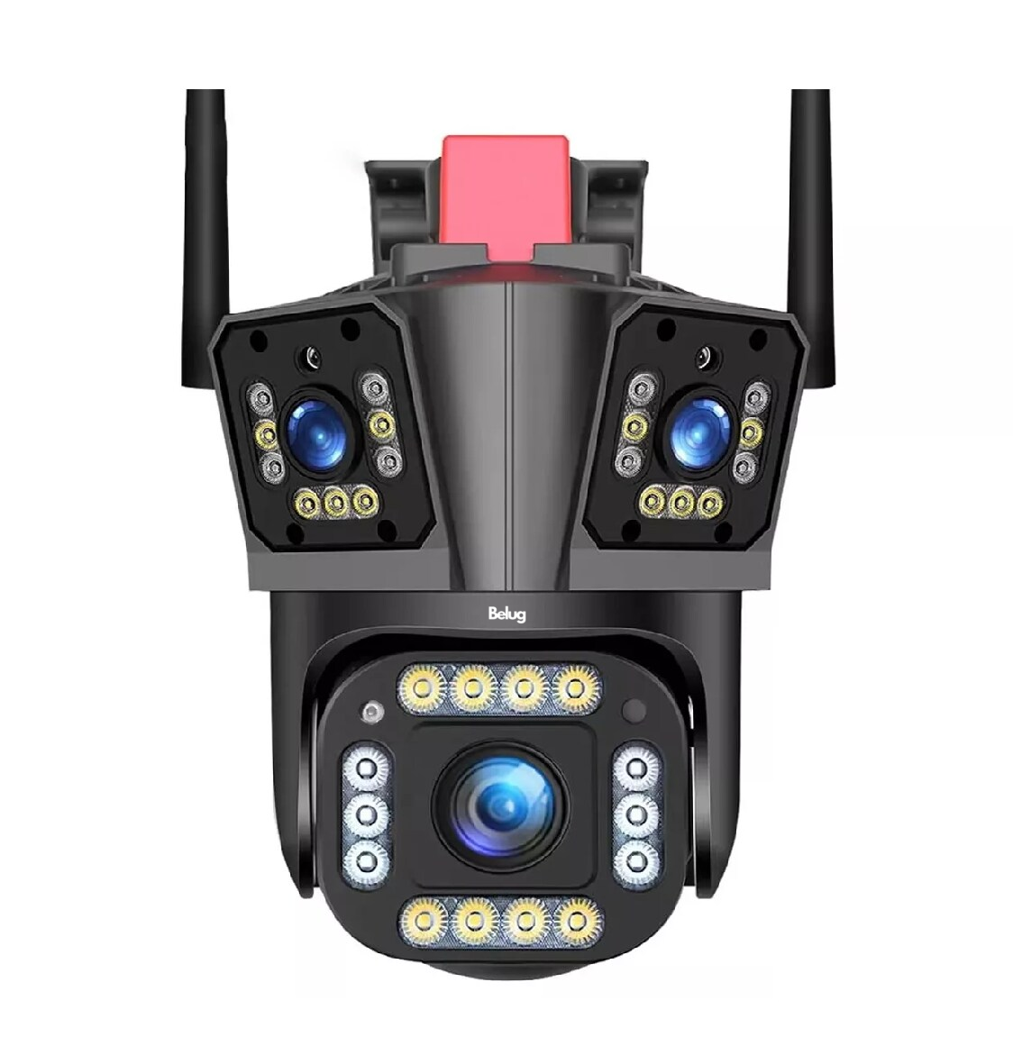 Cámara De Vigilancia Belug De 8mp Con 3 Pantallas Y Zoom 10x Alexa Negra