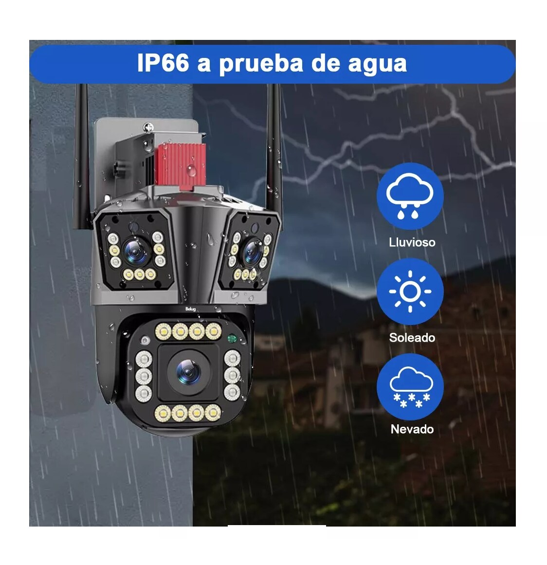 Foto 2 | Cámara De Vigilancia Belug De 8mp Con 3 Pantallas Y Zoom 10x Alexa Negra
