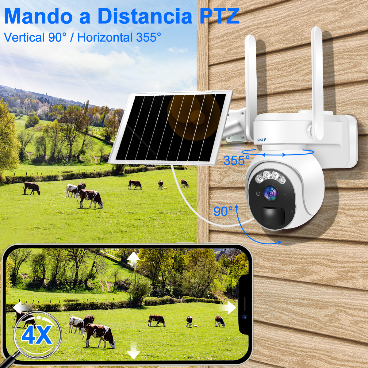Foto 5 | Ation 4g Solar Cámara De Seguridad Domo Con Baterías Hd 2k Llamada Bidireccional Visión Nocturna 360° 2005