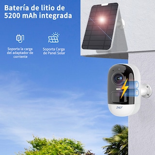 Foto 2 | Cámara de seguridad 2NLF 4MP Full HD WiFi con panel solar color blanco