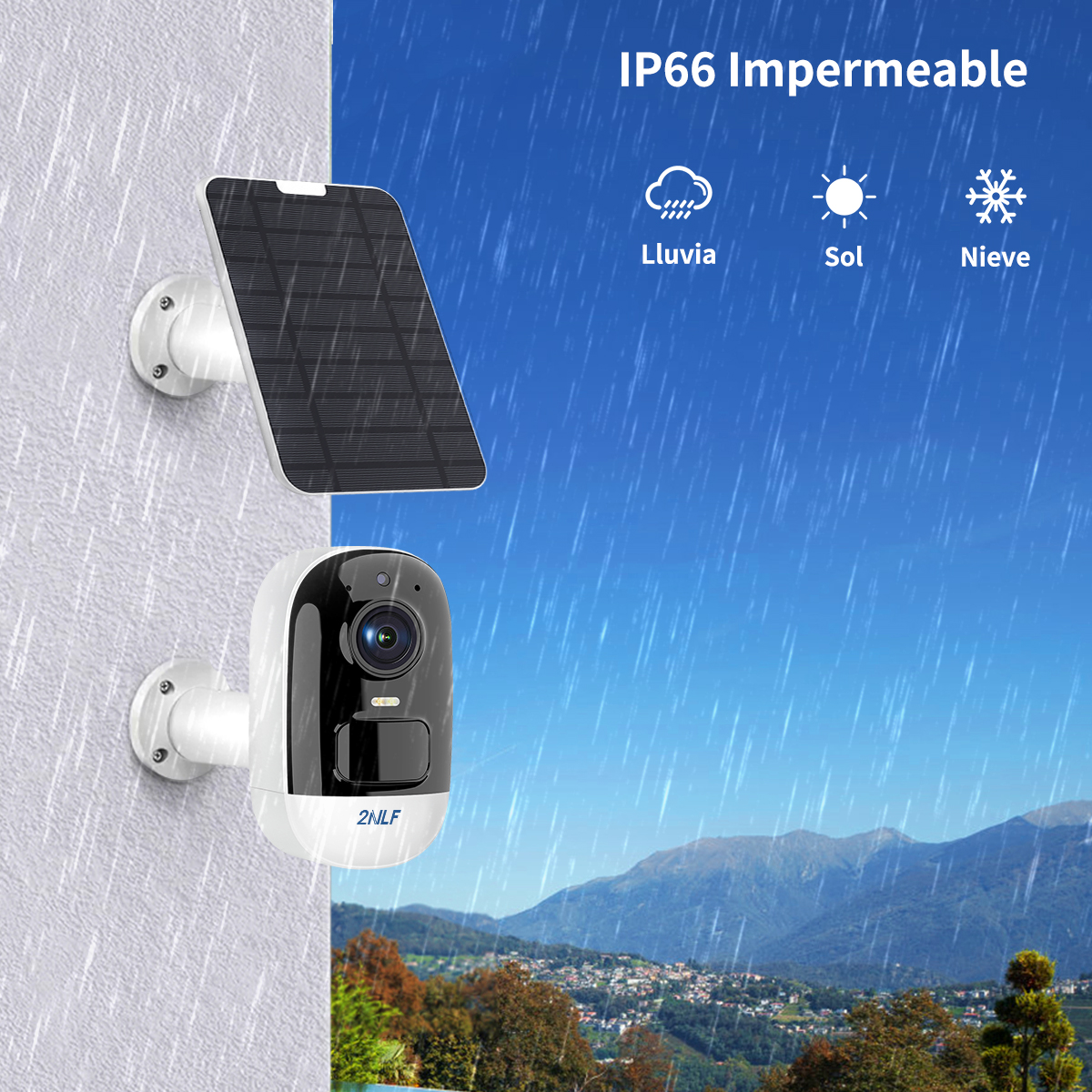 Foto 5 | Cámara de seguridad 2NLF 4MP Full HD WiFi con panel solar color blanco