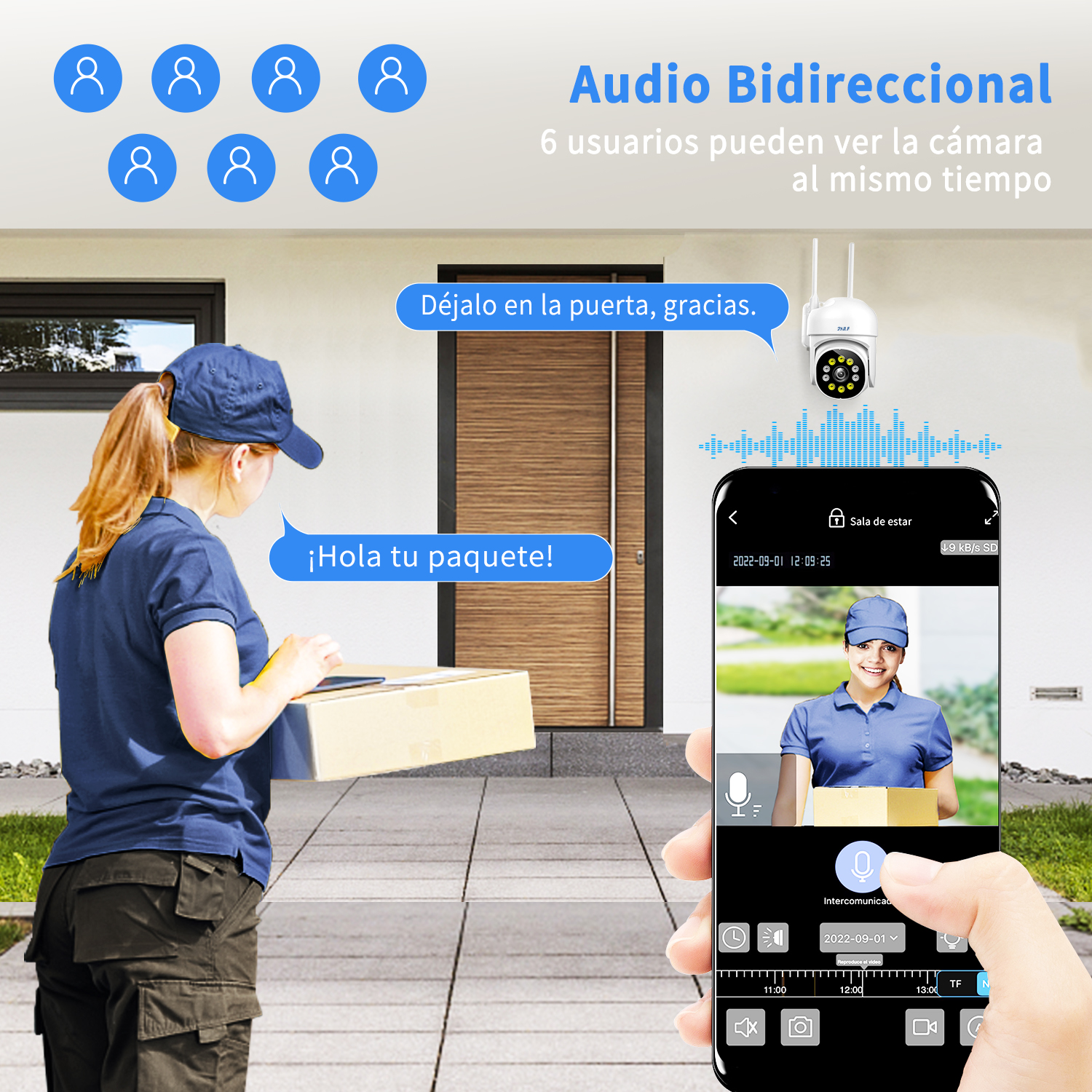 Foto 5 pulgar | Cámara De Seguridad 2nlf® Wifi Exterior Con Led Alarma