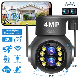 Foto 1 | 2NLF® 58BK 4MP Cámara Seguridad Wifi Dual Lente Autofocus Zoom Óptico 15x