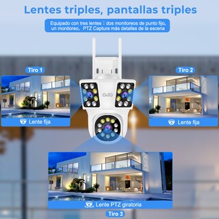 Foto 3 | OJO® 12mp Cámara de Seguridad Exterior 3 Lentes 3 Pantalla Zoom Digital 10x Cámara Vigilancia Color Blanco