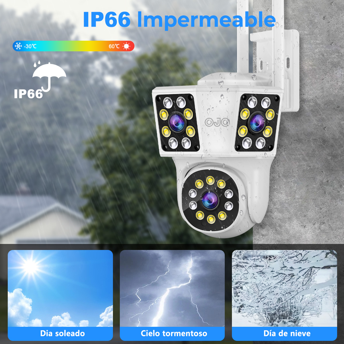 Foto 8 pulgar | OJO® 12mp Cámara de Seguridad Exterior 3 Lentes 3 Pantalla Zoom Digital 10x Cámara Vigilancia Color Blanco