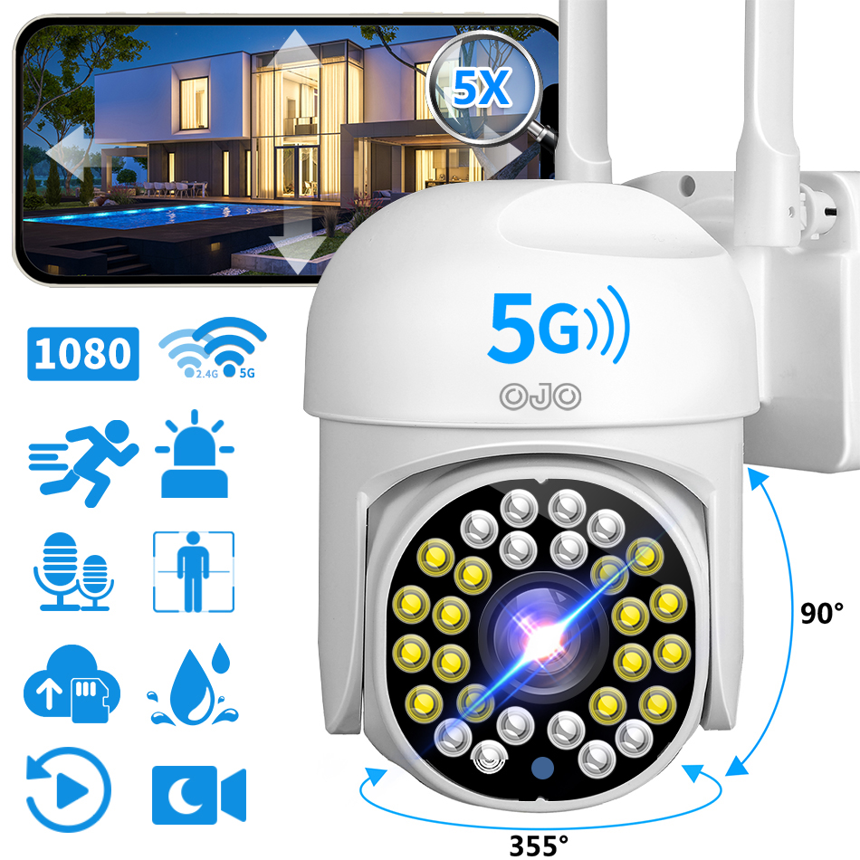 Ojo 4MP 5G Cámaras De Seguridad Con Led Alarma Wifi Full Hd WIFI6 doble frecuencia 2.4G