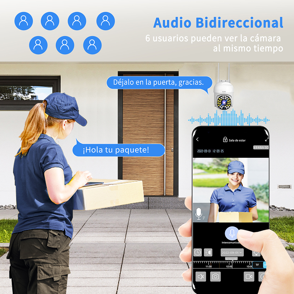 Foto 4 | Ojo 4MP 5G Cámaras De Seguridad Con Led Alarma Wifi Full Hd WIFI6 doble frecuencia 2.4G