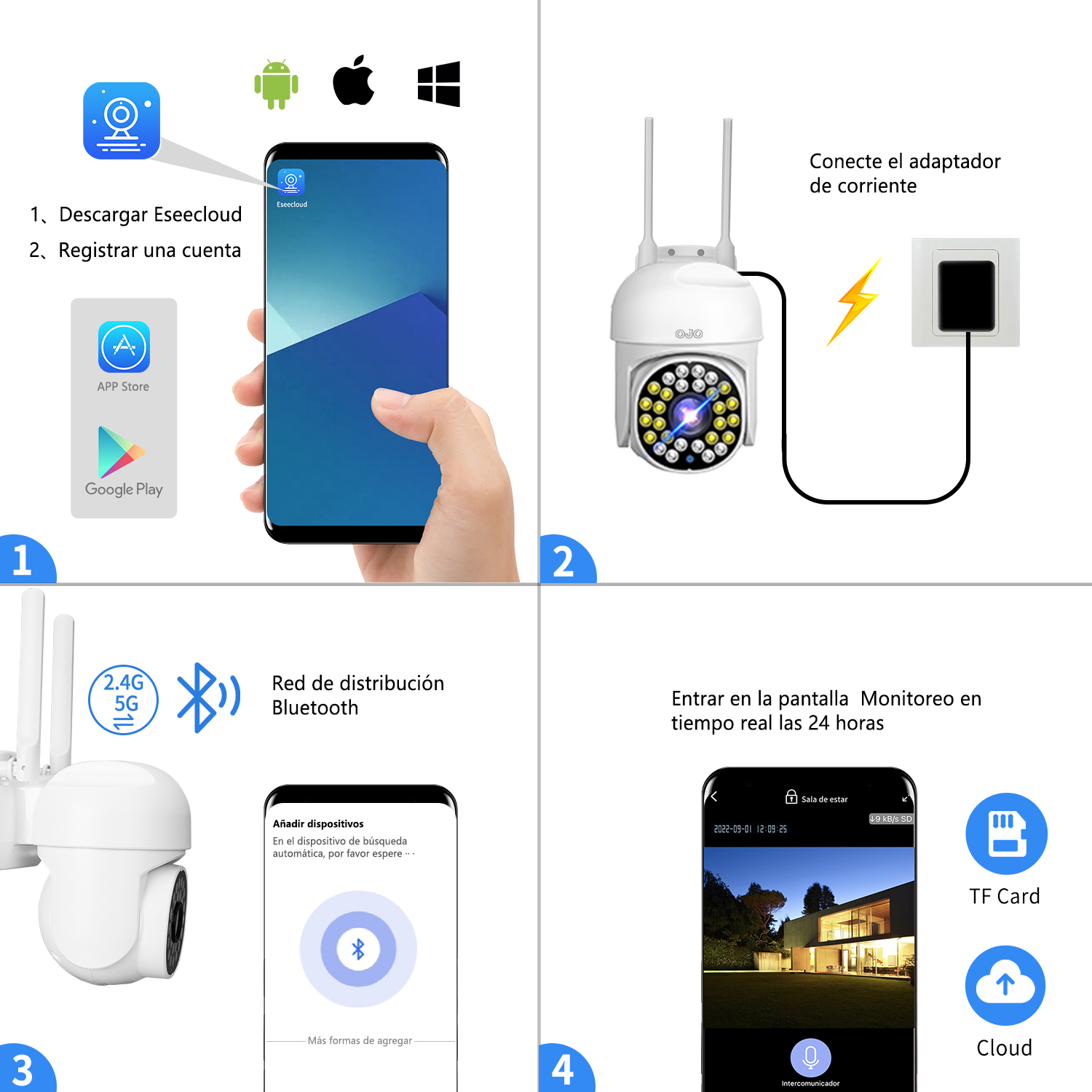 Foto 7 | Ojo 4MP 5G Cámaras De Seguridad Con Led Alarma Wifi Full Hd WIFI6 doble frecuencia 2.4G