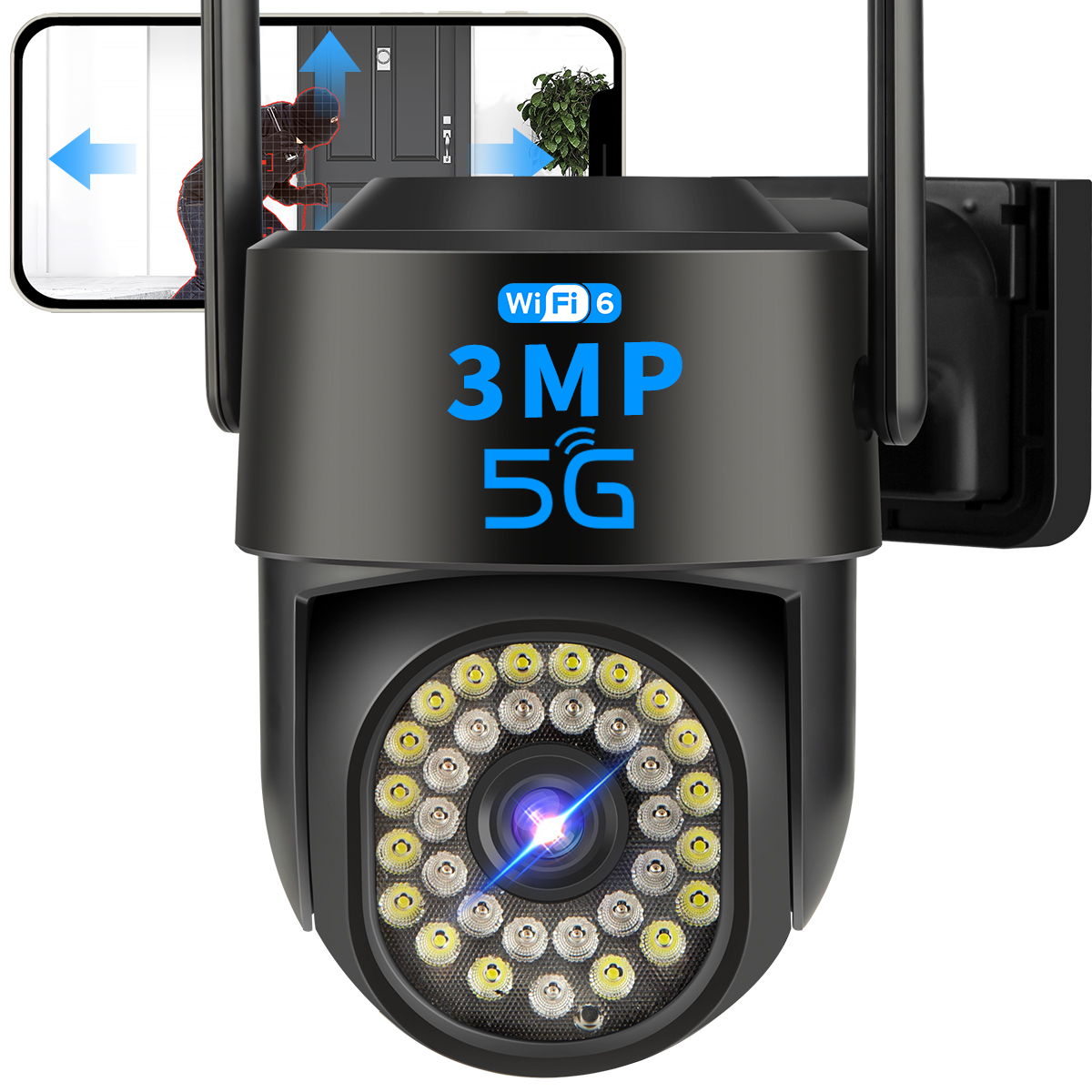Foto 2 pulgar | 2NLF® 5MP Cámara de seguridad ip Camara wifi exterior color negro