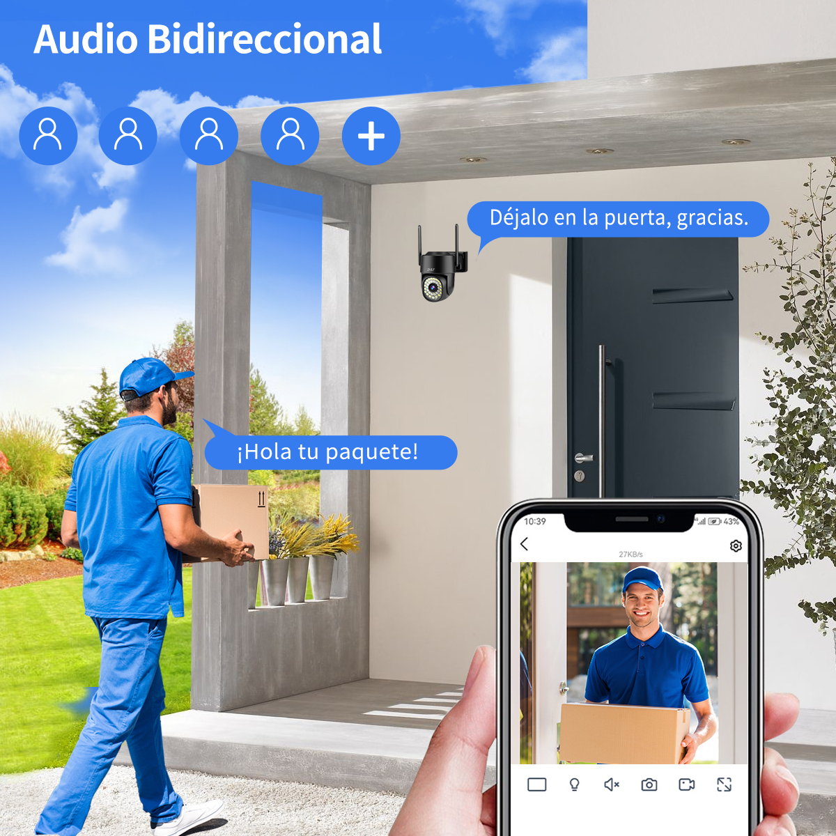 Foto 5 pulgar | 2NLF® 5MP Cámara de seguridad ip Camara wifi exterior color negro