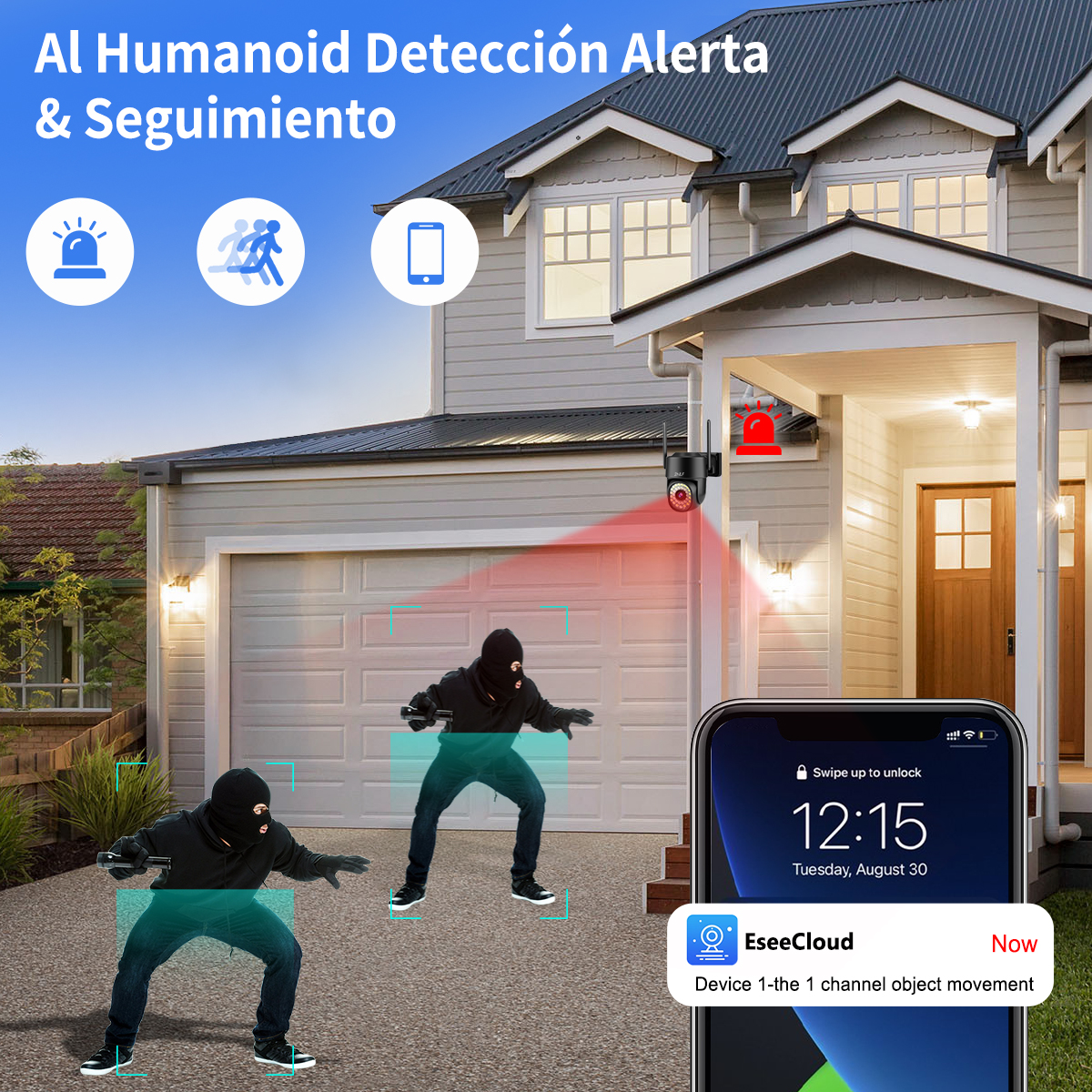 Foto 5 | 2NLF® 5MP Cámara de seguridad ip Camara wifi exterior color negro