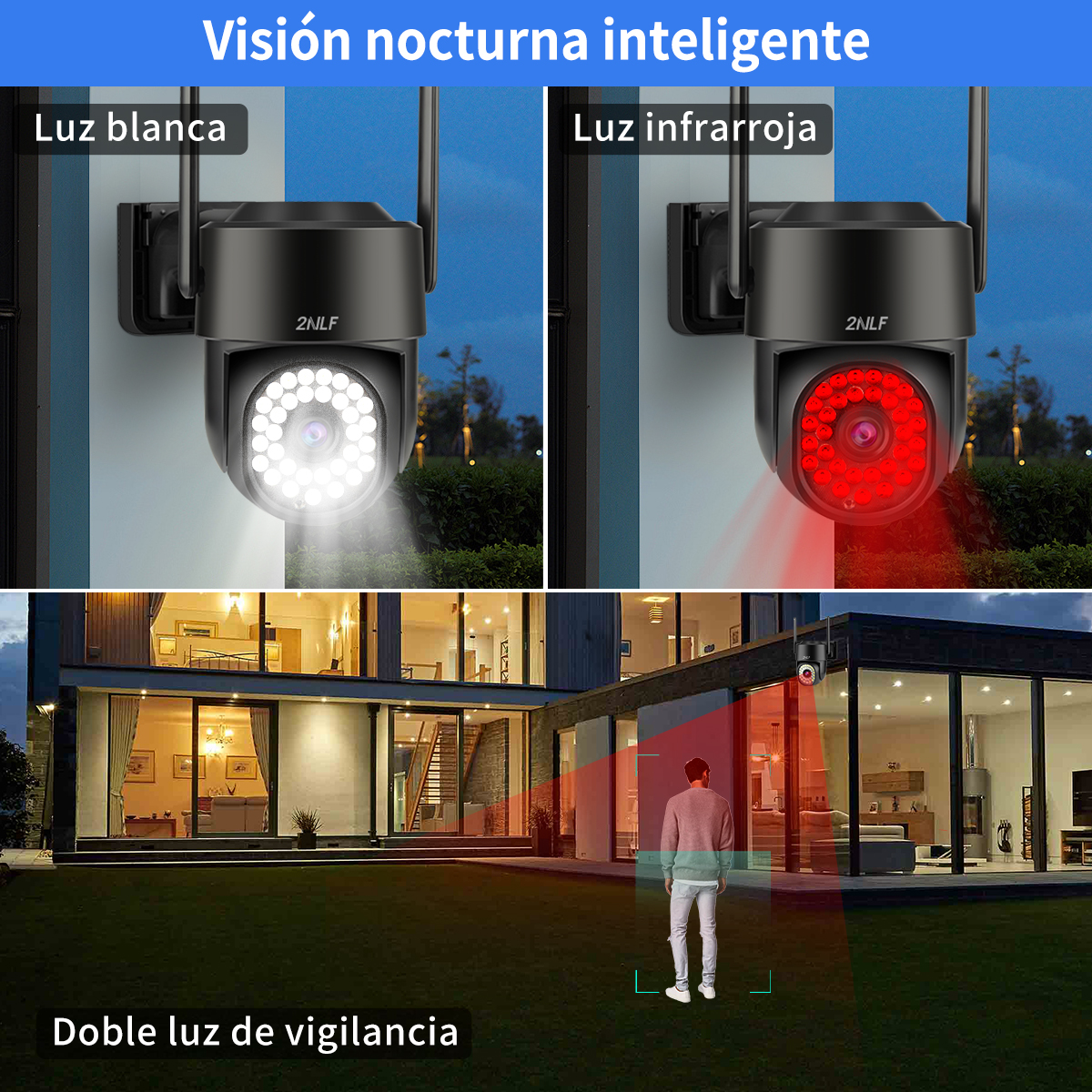 Foto 7 | 2NLF® 5MP Cámara de seguridad ip Camara wifi exterior color negro