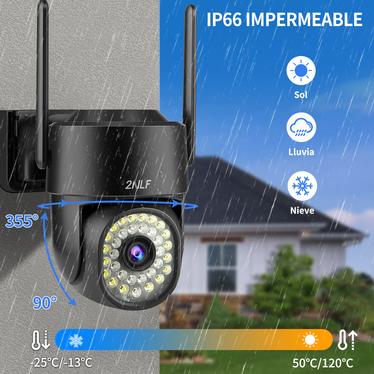 Foto 8 | 2NLF® 5MP Cámara de seguridad ip Camara wifi exterior color negro