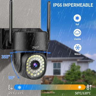 Foto 8 | 2NLF® 5MP Cámara de seguridad ip Camara wifi exterior color negro